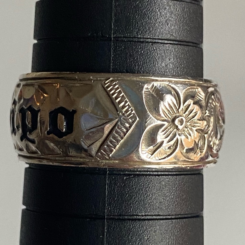 6mm KUUIPO Ring Band Size 11.5 Hevy Sterling Silver Hawaiian Plumeria Scroll